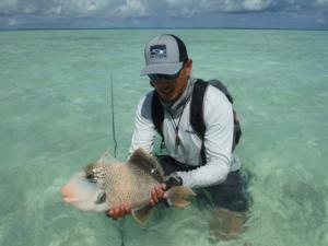 Fly fishing for triggerfish on Christmas Island 